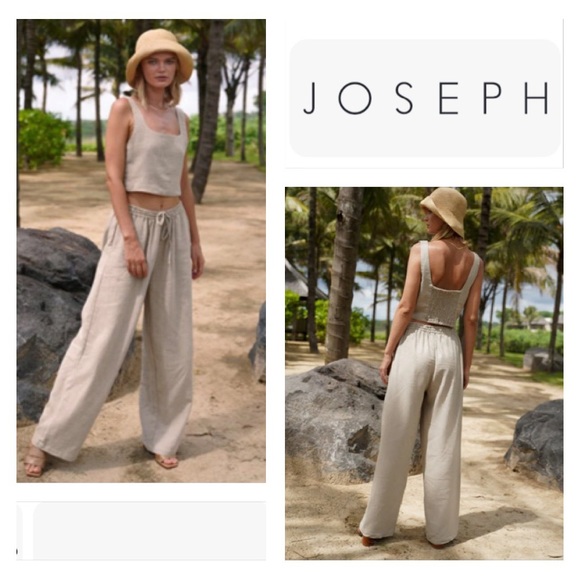 JOSEPH Nude Linen Pull Up Drawstring Relax Lounge Resort Pyjama Pants Sz US 10 - Picture 4 of 13